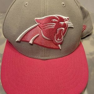 New Era 59Fifty Carolina Panthers Breast Cancer Awareness Fitted Hat Sz 7 3/8